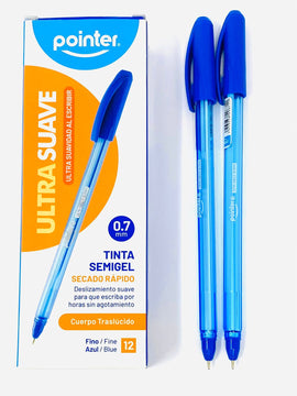 Pointer Ultra Suave Slim Semi-Gel Pen, Fine, 0.7m, BLUE, Single
