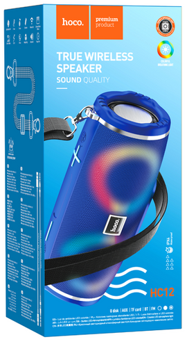 Hoco HC12 True Wireless BT Speaker with Colourful Beating Lights, BLUE