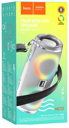Hoco HC12 True Wireless BT Speaker with Colourful Beating Lights, GRAY