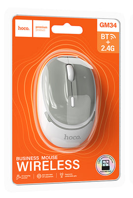 Hoco GM34 Nuevo Dual-Mode Business Wireless Mouse, GRAY+WHITE
