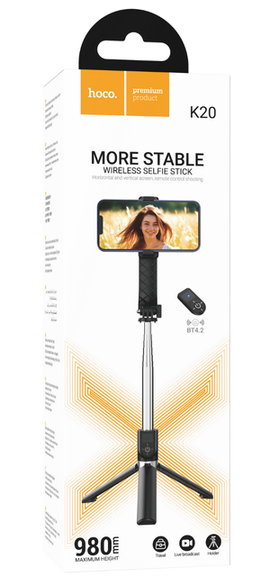 Hoco K20 Wireless Selfie Stick, BLACK