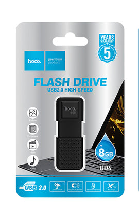 Hoco UD6 Flash Drive, USB 2.0, Waterproof, 8GB, BLACK