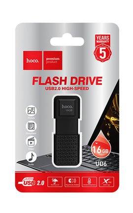 Hoco UD6 Flash Drive, USB 2.0, Waterproof, 16GB, BLACK