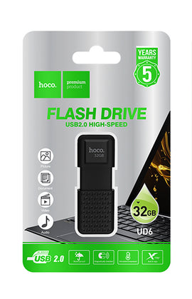 Hoco UD6 Flash Drive, USB 2.0, Waterproof, 32GB, BLACK