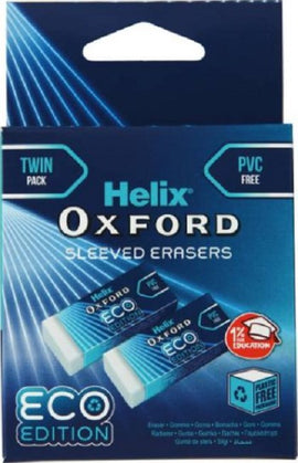 Helix Oxford, Eco White Eraser, Twin Pack, Blue