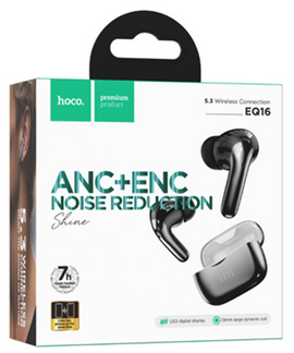 Hoco EQ16 Shine True Wireless ANC+ENC Noise Reduction BT Headset, Black Glaze