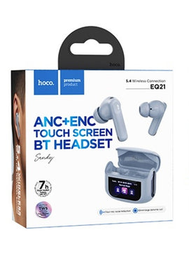 Hoco EQ21 Sandy True Wireless ANC+ENC Noise Reduction Touch Screen BT Headset, BLUE STAR
