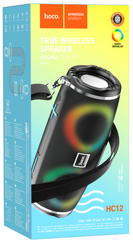 Hoco HC12 True Wireless BT Speaker with Colourful Beating Lights, BLACK