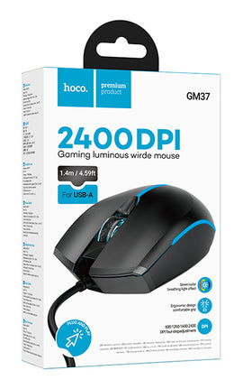 Hoco GM37 Luminous Gaming Wired Mouse, BLACK