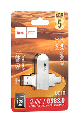 Hoco UD10 Dual Type-C & USB Flash Drive, 128GB