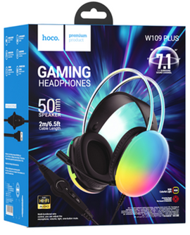 Hoco W109 Gaming Headphones With Soft Ambient Lights, BLACK