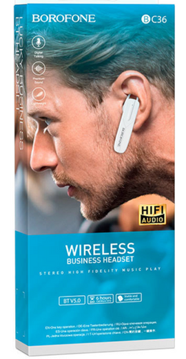 Hoco BC36 Lucky Light-Weight Wireless Business Headset, WHITE