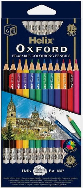 Helix Oxford Erasable Colouring Pencils, 12ct