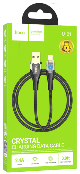 Hoco U121 Gold Standard Crystal Charging Data Cable USB-A to iPhone (Length 4ft)