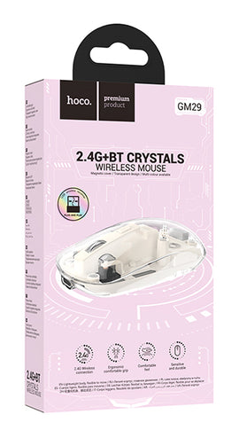Hoco GM29 Dual-Mode Crystal Wireless Mouse, SPACE WHITE