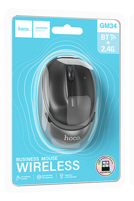 Hoco GM34 Nuevo Dual-Mode Business Wireless Mouse, METAL GRAY+BLACK