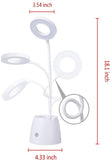 LED Ring Light Desk Lamp with  Touch Control, Flexible Gooseneck with Phone & Pen Holder
