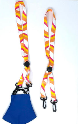 Face Mask Lanyard, Hook Secure, ORANGE, YELLOW AND PINK