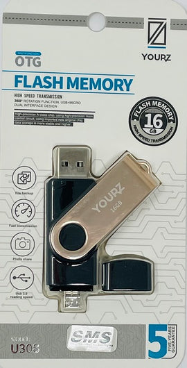 SMS Yourz 16GB OTG Flash Drive, USB & Micro Dual Interface