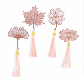 Filigree Rose Gold Metal Bookmark with Tassel