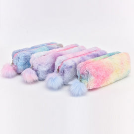 Fluffy Pencil Case, Multi-Coloured Tye Dye
