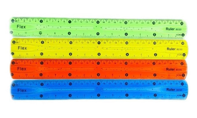 Flexible Ruler, Transparent, Assorted Colours, 30cm – Charrans.com