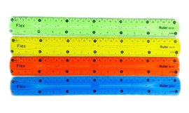 Flexible Ruler, Transparent, Assorted Colours, 30cm