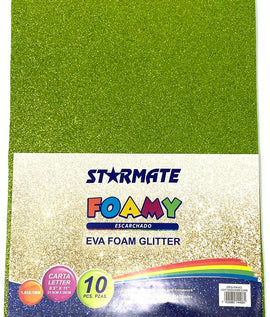 Starmate Foam Sheets, Glitter Green, 10 sheets