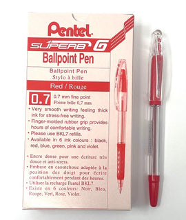 Pentel, Superb G Ballpoint, Red, 0.7mm Fine