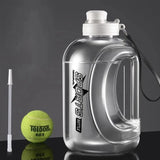 Sports Clear Reusable Water Bottle with Handle & Strap, 2800ml, Assorted Colours