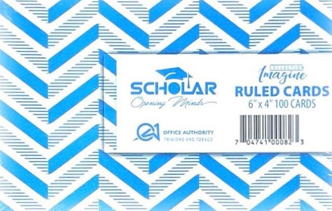 Scholar Index Ruled Record Cards, White, 4x6, 100 cards