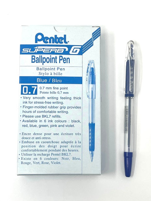 Pentel, Superb G Ballpoint, Blue, 0.7mm Fine