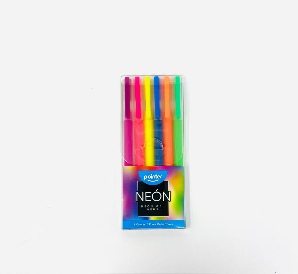 Pointer Neon Gel Pens, 0.8mm, 6pk