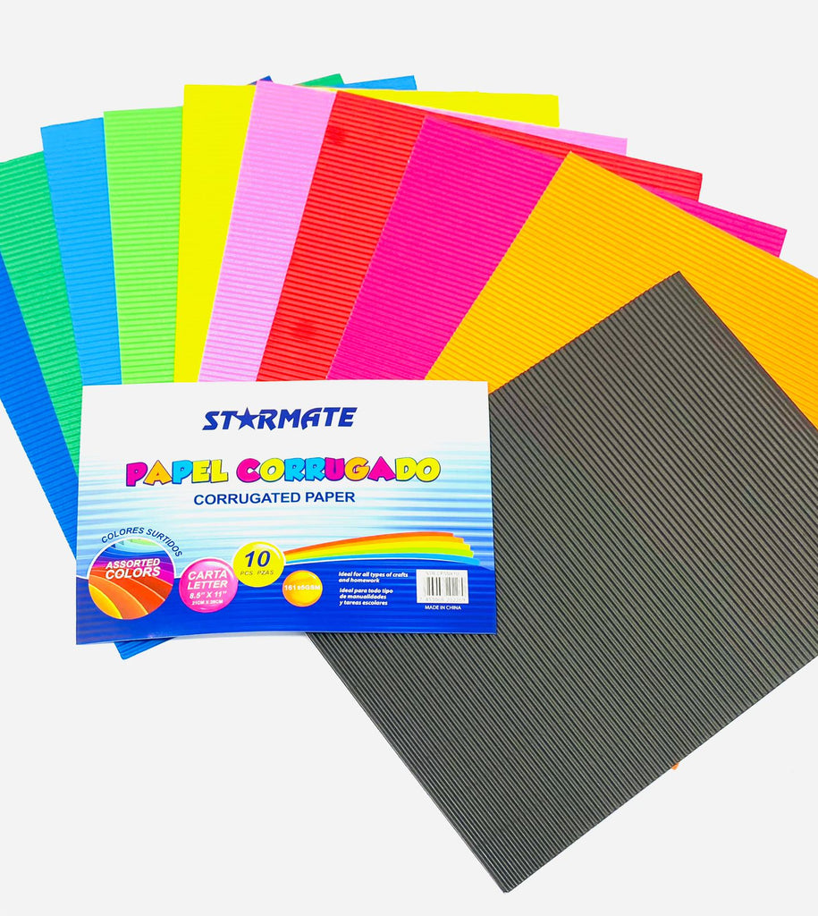 Starmate Corrugated Paper, Assorted Colours, 10 sheets