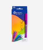 Precision Ballpoint Pen Set, Box of 12 pens with assorted colours