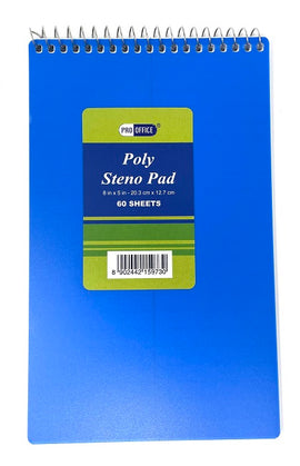 Pro Office Poly Steno Pad 8" x 5", 60 sheets