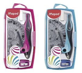 Maped, Math Set in Hard Plastic Carry Case, Assorted Colours 8pc