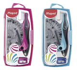Maped, Math Set in Hard Plastic Carry Case, Assorted Colours 8pc