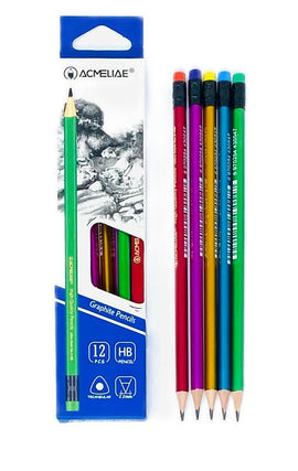 Acmeliame Graphite No.2 HB Pencil, Triangular, Bright Colours, Single Pencil