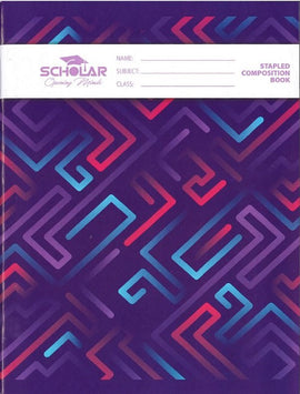Scholar Softcover Composition Notebook, 8" x 10",  Maze Pattern, Assorted Colours, SINGLE