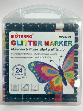 Glitter Marker Set with Sparkle Carry Case, 24 Colours