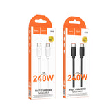 Hoco X115 Surpass 240W Fast Charging Data Cable Type C to Type C, White