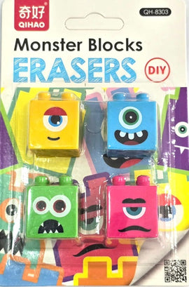 Monster Block Eraser, 4 pack