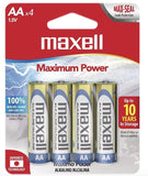 Maxell AA Alkaline Battery, Pack of 4