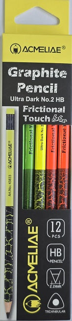 Acmeliae, 2HB Pencil, Graphite Triangular, Assorted Patterns, 12 Count