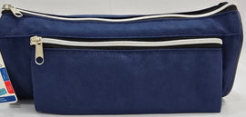 Double Zipper Pencil Case, Soft, NAVY BLUE