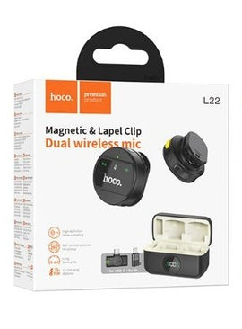 Hoco L22 Bright 2-In-1 Wireless Microphone With Case (iP/Type-C), Black