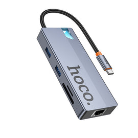 Hoco HB52 Wow 8-In-1 Multi-Function Converter (HDTV+RJ45+SD/TF+PD+Type-C3.0+USB3.0*2), Deep Space Gray