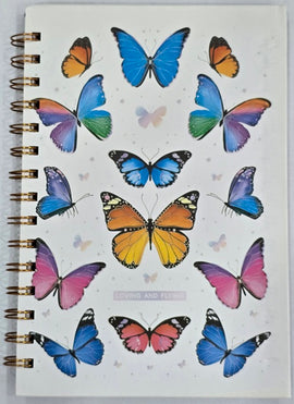Inspirational Quotes Butterfly Decor Lined Spiral Journal, Hardcover, White