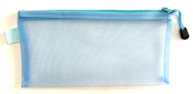 Mesh Pencil Case, Solid Colour, LIGHT BLUE